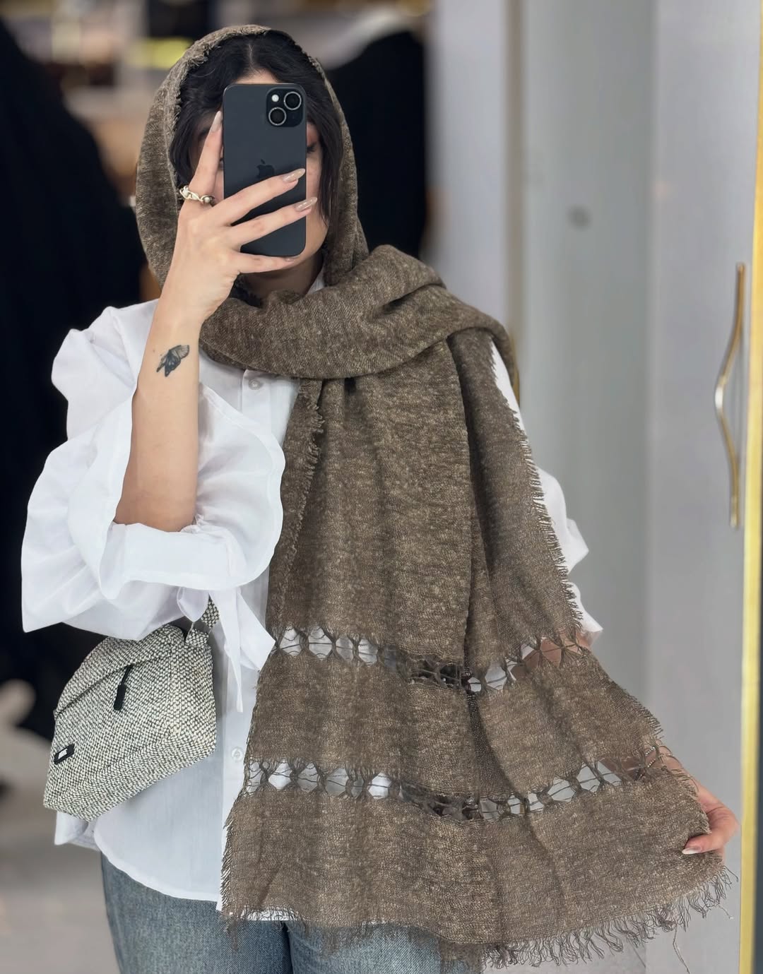 شال پاییزه وارداتی طرح برفکی کپی